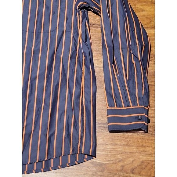 Haupt Size Large‎ 16.5 41/42 Blue Orange Striped Button Up Shirt - Picture 2 of 4